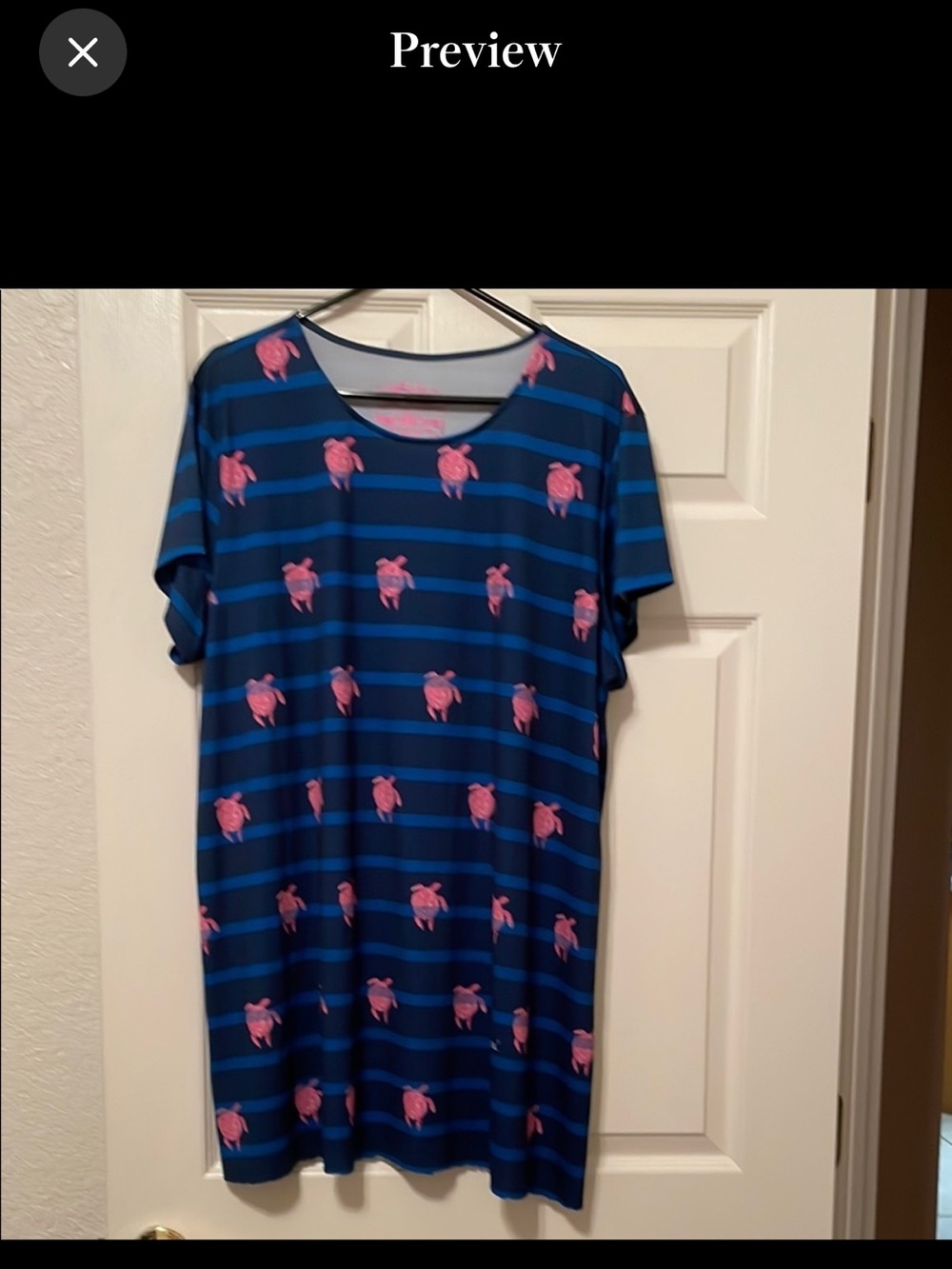 LEOMA LOVEGROVE PINK SEA TURTLES ON PREPPY NAVY TEE DRESS 24” X 36”XXL
